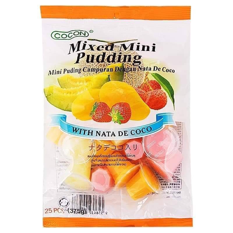 Cocon มินิพุดดิ้ง มินิพุดดิ้งเยลลี่ผสมวุ้นมะพร้าวรสผลไม้ต่างๆ  ขนาด 375 กรัม จำนวน 25 ชิ้น ค่าส่งถูกๆ ราคาส่ง
