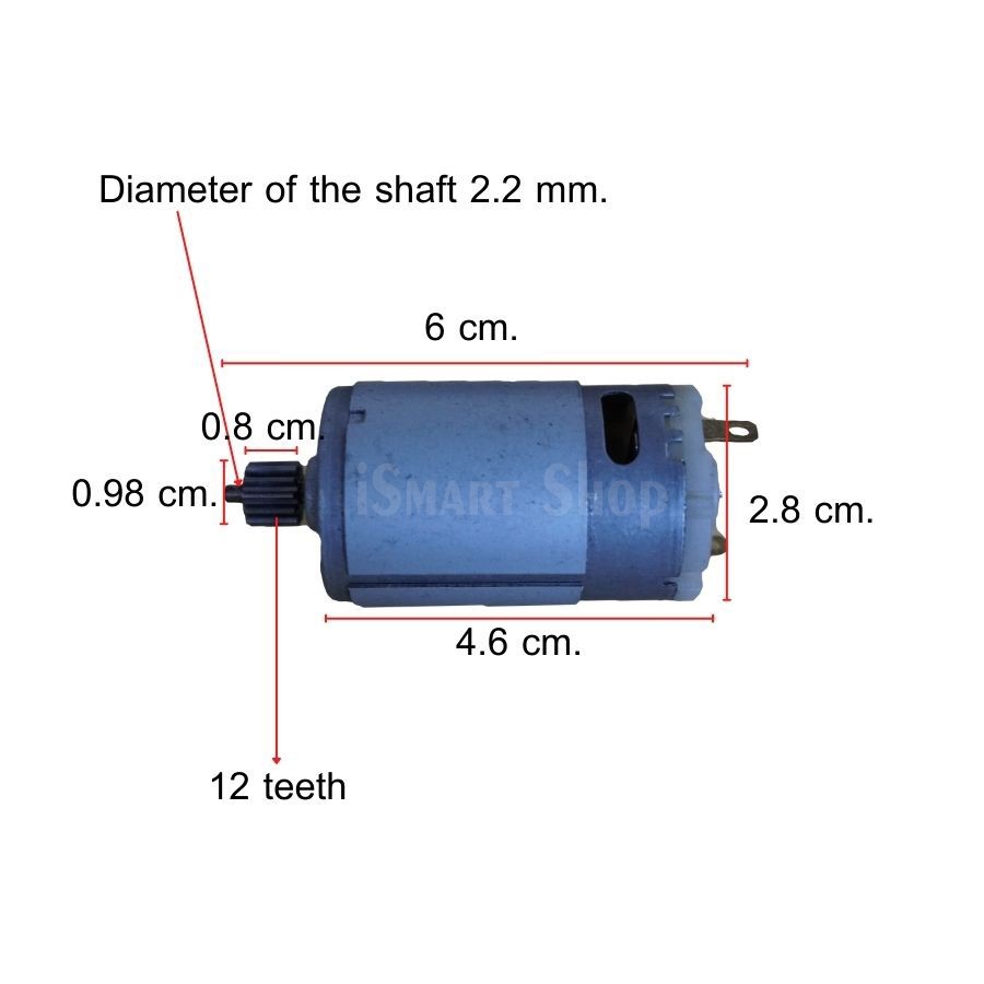 มอเตอร์ไฟฟ้า RS390 6V 14000 รอบต่อนาที สำหรับรถของเล่น (RS390 Electric motor 6V 14000RPM)