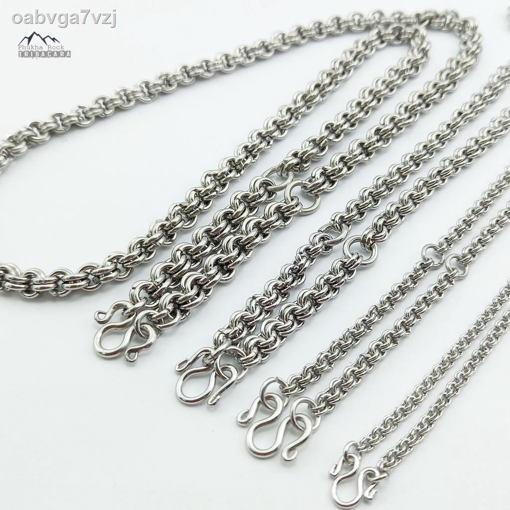 ♕♟☊M03 ลายห่วงคู่ ห่วงกลม ขนาด 2.5-8 มม ห้อยพระ 1-9 องค์ สร้อยคอสแตนเลส สร้อยพระ สร้อยคอ สร้อยสแตนเล