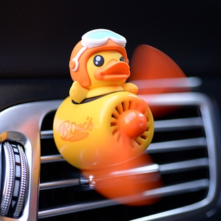 เครื่องฟอกอากาศน้ํามันหอมระเหยรูปเป็ดสีเหลืองสําหรับรถยนต์ B.DUCK Small Yellow Duck Car Aromatherapy Vent Car Fragrant Car Fan Aircraft Rotary Lovely Car Perfume Air Purifier