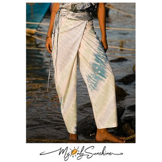 Myonlysunshine FHISHERMAN PANTS/TIE DRY กางเกงเล ผูกเอว ผ้ามัดย้อม ตัดต่อผ้าลายปริ้นช่วงขอบเอว