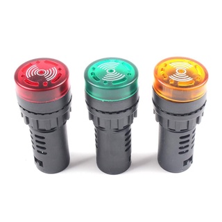 Flash Lamp Buzzer Alarm AD16-22SM ออดไฟกระพริบ ไพล๊อตแลมป์ หลอดไฟเตือน แสดงสถานะตู้ควบคุม Flash LED Buzzer 22mm 220VAC