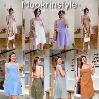 🍂Davika เดรสพร้อมส่ง🍂 เดรสแบบใหม่ดาวิ เดรสผูกหลัง เดรสผ้าฝ้ายลินิน สวยมาก Mookrinstyle