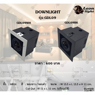 Leonโคมไฟดาวไลท์ฝังฝ้า Downlight 1xMR16  รุ่น G-DL09