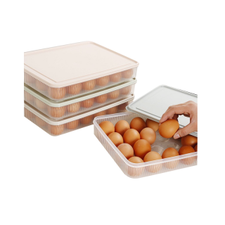 กล่องใส่ไข่ 24 ช่อง พร้อมฝาปิด 31.5x23.5x5.5 cm วางซ้อนกันได้ แช่ในตู้เย็น กล่องเก็บไข่ ที่เก็บไข่ มีให้เลือก 4 สี