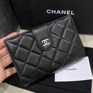 CHANEL BLACK SMALL QUILTED LAMBSKIN ADDRESS BOOK WALLET กระเป๋าชาแนล สองพับ ใส่สมุดบันทึก สมุดโน้ตสันห่วง หนังแท้ สีดำ