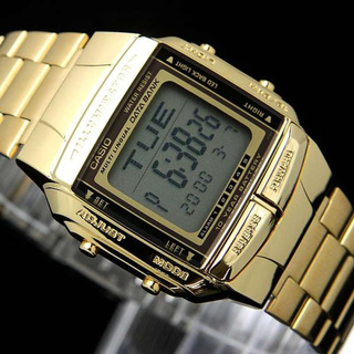 Casio Data Bankรุ่น DB360G9A นาฬิกาข้อมือผู้ชายผู้หญิงสายสแตนเลสสีทอง แบต 10 ปีประกันศูนย์ 1 ปีเต็ม