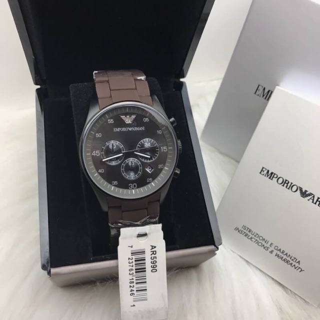 นาฬิกา EMPORIO ARMANI AR5990 MEN'S SPORTIVO BROWN SILICONE WATCH💕พร้อมส่ง สวยมากกก