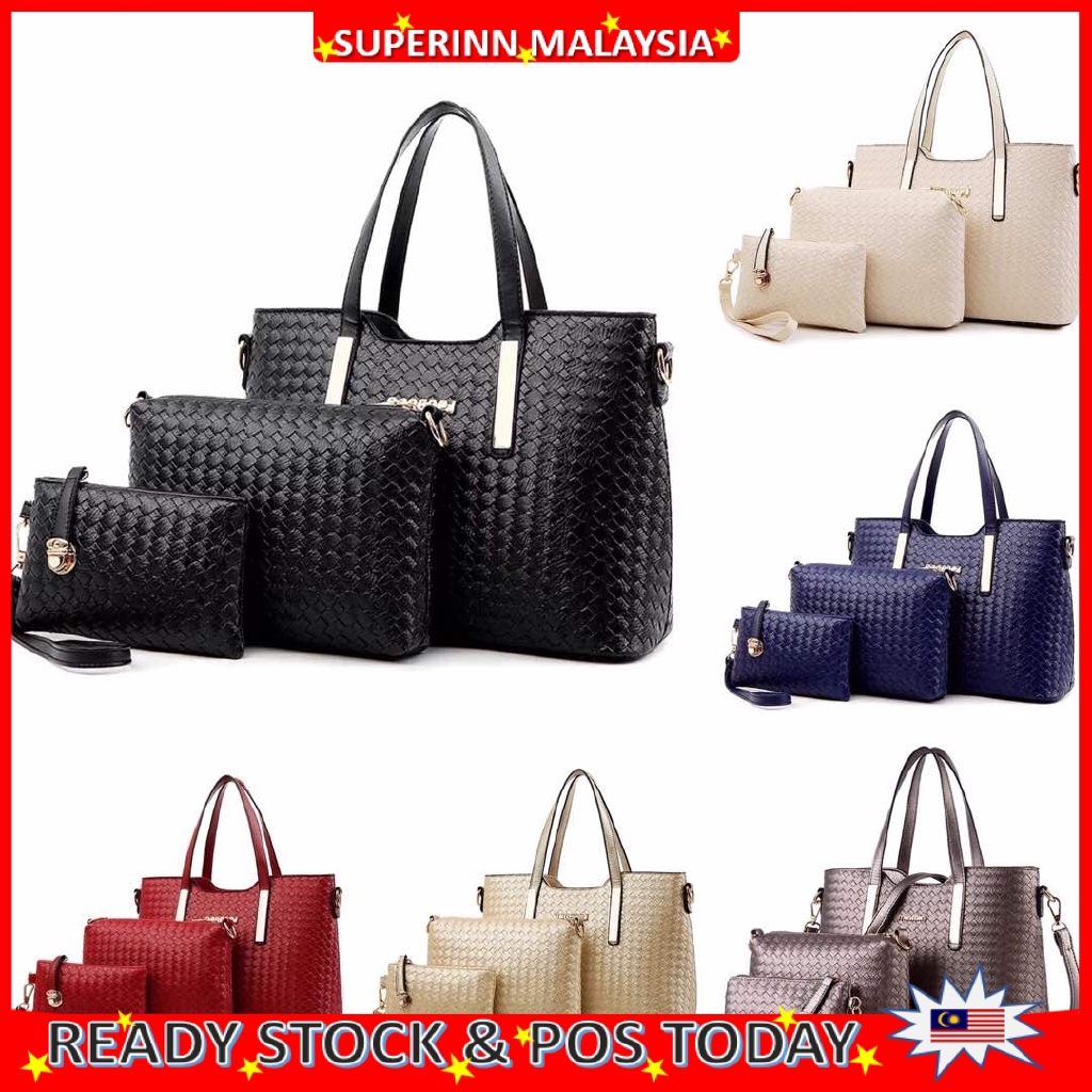 SUPERINN Minmin 3 in 1 Women Bag Shoulder Sling Beg Handbag Bags Pouch