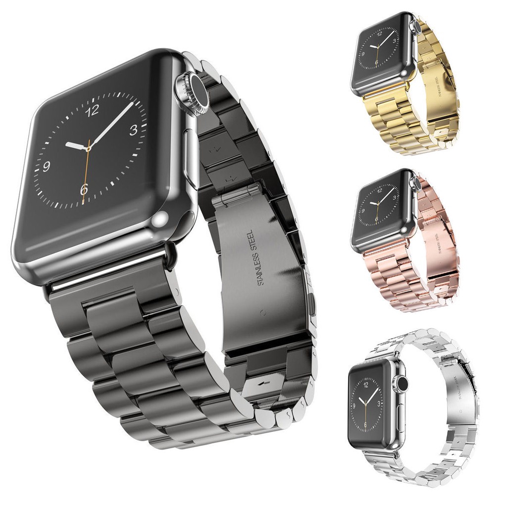 สายนาฬิกาข้อมือ สเตนเลส โลหะ หรูหรา สําหรับ apple watch series 5 4 3/2/1 42 44 มม.