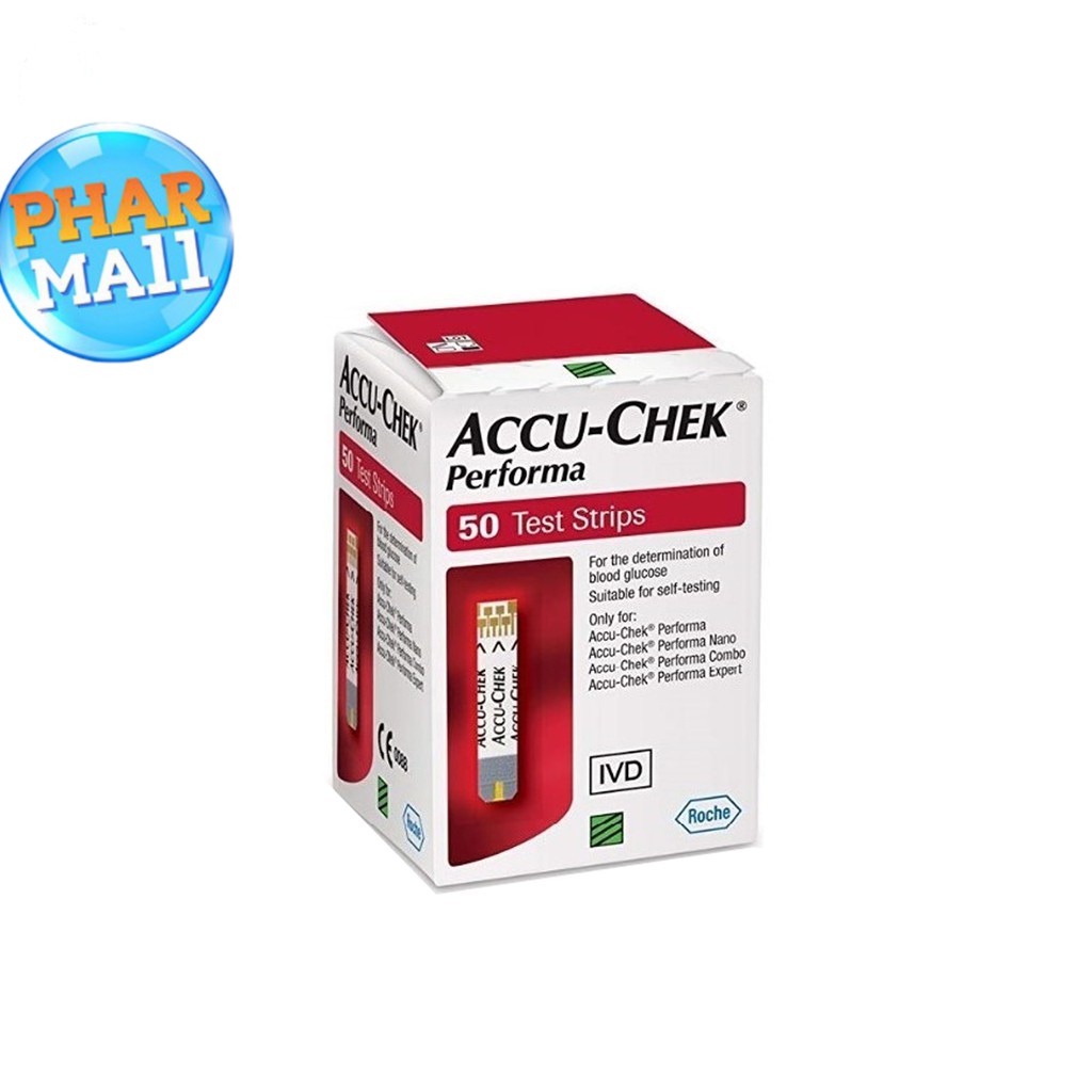 แผ่นตรวจวัดน้ำตาลในเลือดรุ่น Performa 50 ชิ้น Accu Chek Performa 50 Test Strip