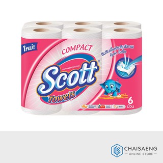 (แพ็ค 6 ม้วน) Scott Compact Multi-Purpose Towels สก๊อตต์ คอมแพ็ค กระดาษอเนกประสงค์