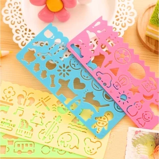 S0054 [💲2บาท💲] ไม้บรรทัด ฉลุ วาดรูปลายต่างๆ สุ่มคละลาย เครื่องเขียน ไม้บรรทัดวาดรูป ไม้บรรทัดวาดลาย