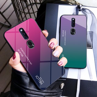 เคสสำหรับเคสกระจกนิรภัยไล่โทนสีสําหรับ Oppo F 11 Pro Oppof 11 F 11proกระจก กรณี