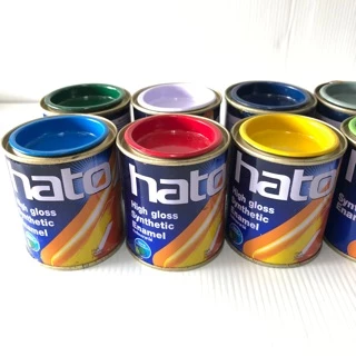 🎨สีน้ำมัน เคลือบเงา ทาไม้ ทาเหล็ก ครบทุกสี‼️ขนาดจิ๋ว (0.05ลิตร) สูตรแห้งช้า ทนทาน เงางาม Hato สีทาไม้ สีทาเหล็ก ทาปูน