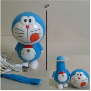 พัดลมพก มีสายคล้องข้อมือ พร้อมสาย USB สำหรับชาร์ตไฟ ลาย โดเรม่อน (Doraemon) ขนาดสูง 5 นิ้ว