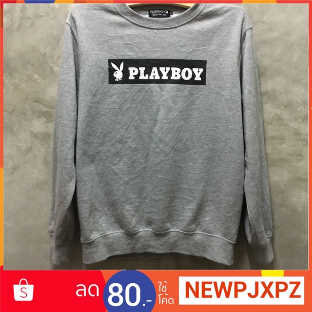 สเวตเตอร์สีเทา play boy อก 22.5” ไหล่ 19” ยาว 26”