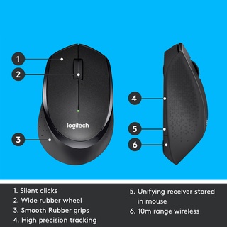 Logitech M330 Silent Plus Wireless Mouse Black 1000 DP (เมาส์ไร้สาย เสียงเงียบ) #7