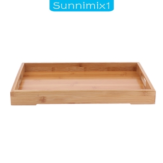 Rectangle Bamboo Wooden Serving Tray Dinner Tray &amp;Handles for Party Snacks