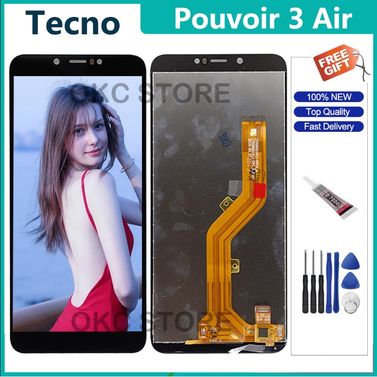 สําหรับ Tecno Pouvoir 3 air / LC6 จอแสดงผล LCD Touch Screen Digitizer ชุดประกอบชิ้นส่วนทดแทน LCD