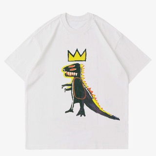 เสื้อยืด พิมพ์ลายกราฟฟิค GODZILLA BASQUIAT | เสื้อยืด สีขาว STREETWEAR | เสื้อเชิ้ต สีขาว ขนาดใหญ่