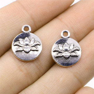 CHARMS จี้สร้อยคอรูปดอกบัวสีเงินขนาด 13X16 มม . 10 ชิ้น