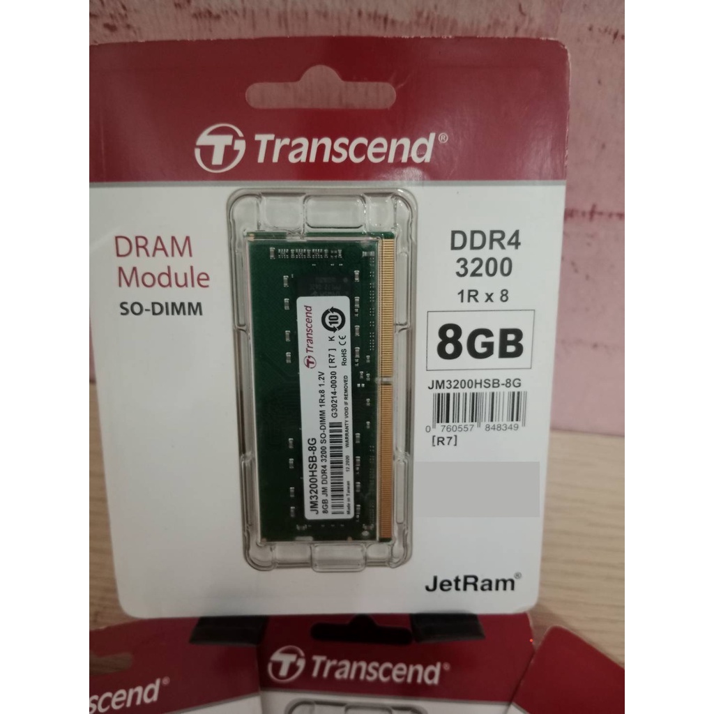 แรมโน้ตบุ๊ค Transcend Ram Notebook DDR4 8GB/3200MHz.Cl22 (JM3200HSB-8G)