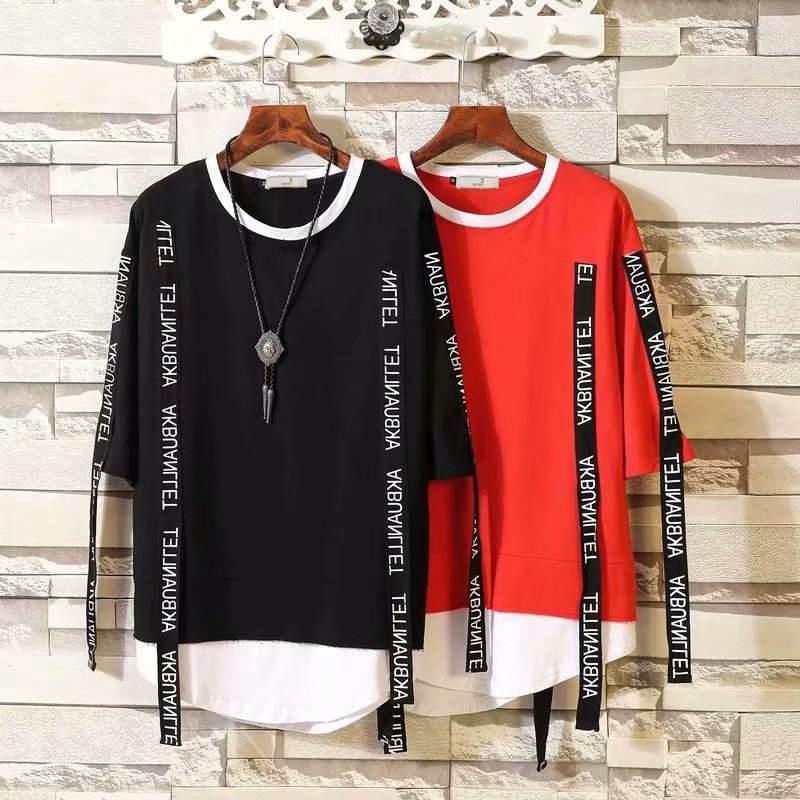 พร้อมส่ง คอกลม Fashion T shirt เสื้อยืด แขนสั้น สไตล์เกาหลี แนวสตรีทเสื้อยืด ผู้ชาย