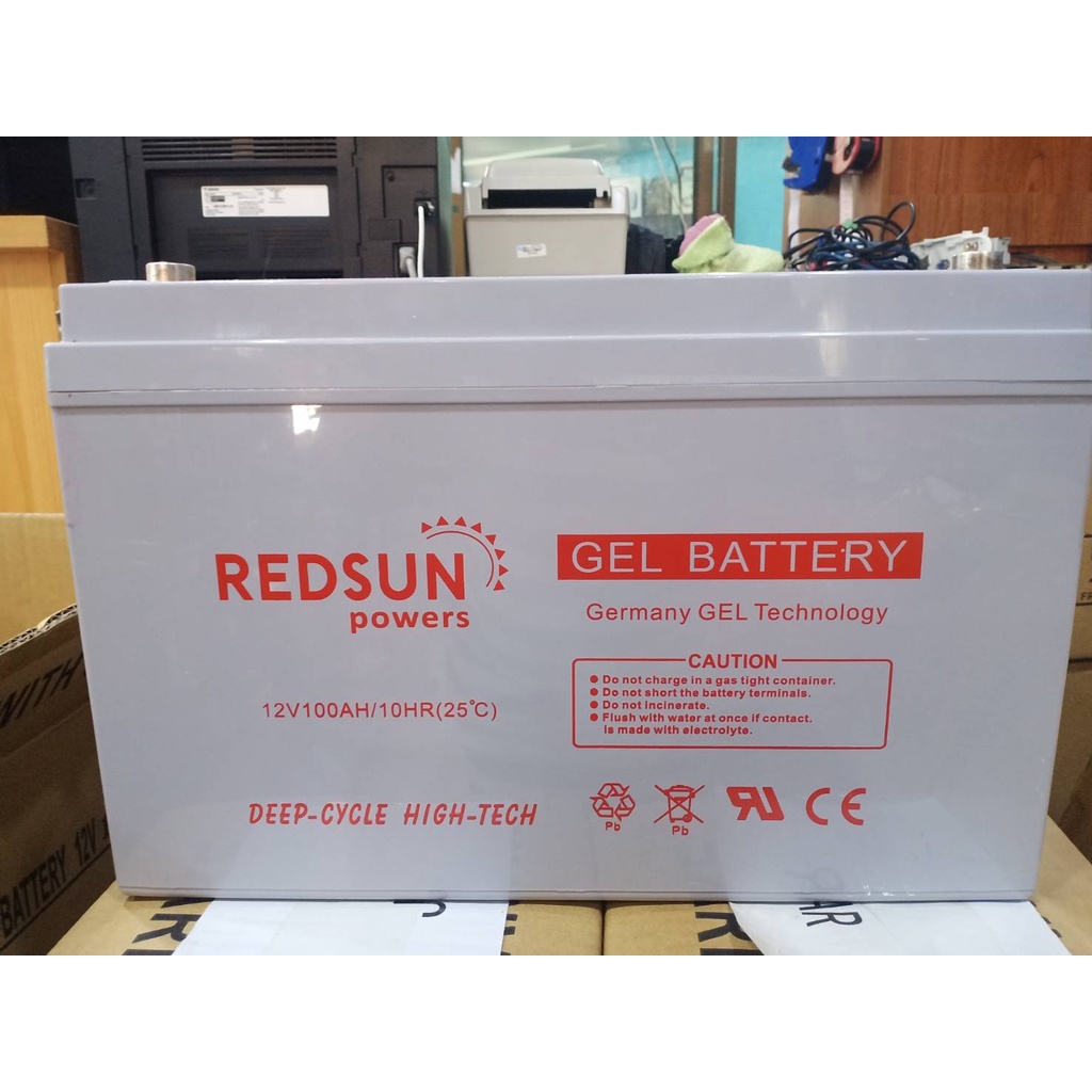 Battery 12V 100AH แบตเตอรี่เจล GEL ทนร้อน อายุยืน แบตเตอรี่โซล่าเซลล์ Redsun Powers