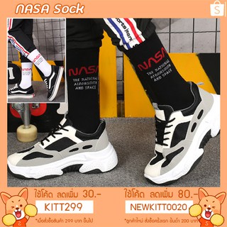 🚀์Hit🚀 ถุงเท้าแฟชั่นแนวสตรีท ลายอักษรนาซ่า [NASA FONT SOCK] งานป้ายผ้าหนา ยาวครึ่งแข้ง / ถุงเท้าผู้ชาย ถุงเท้าผู้หญิง