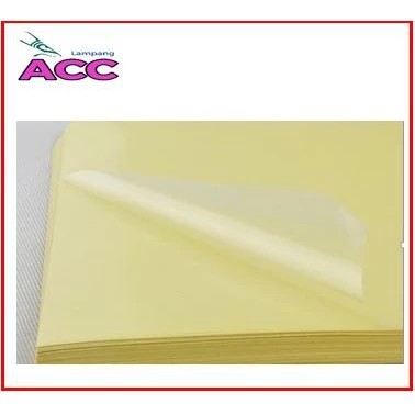 สติ๊กเกอร์ pvc สีใสหลังเหลือง A4