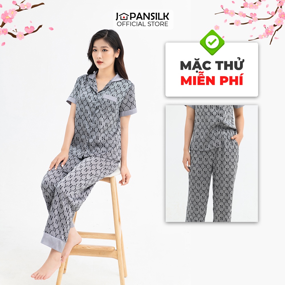 ของแท้ JAPAN SILK Long-Sleeved Japanese SILK Satin Pajama