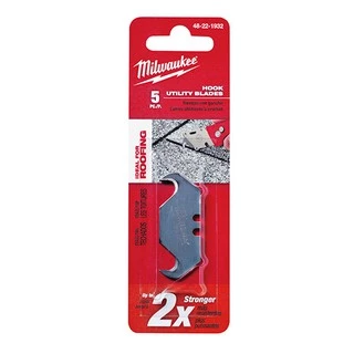 Milwaukee - 48-22-1932 ใบมีดอเนกประสงค์ที่มีตะขอ 5 ชิ้น​ Hook Utility Knife Blades