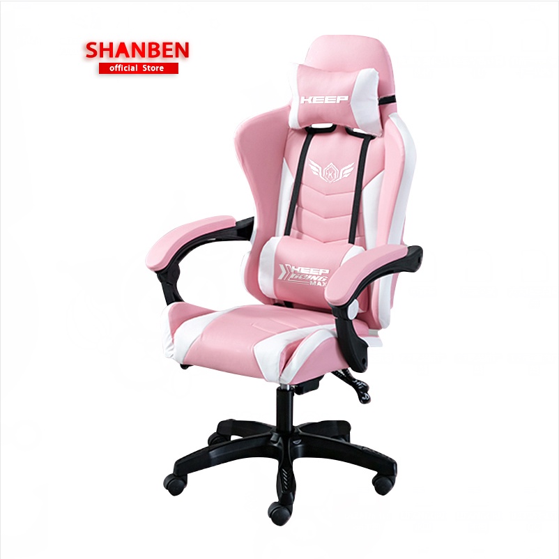 SHANBEN เก้าอี้เกมมิ่ง Gaming Chair ใช้สำหรับทำงาน เล่นคอมหรือนอนได้ Gaming Chair ปรับความสูงได้ เล่นเกม มีนวด+ขาไนล่อน #1