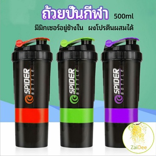 แก้วเชค แก้วชงเวย์ วผสมผงโปรตีน ขวดน้ำฟิตเนส ถ้วยน้ำพลาสติก sports shaker cup