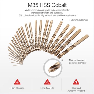 ใหม่ ดอกสว่านโคบอลต์ M35 1.5-10 มม. HSS-Co Jobber ความยาวเกลียว สําหรับเจาะไม้ โลหะ สเตนเลส 99 ชิ้น