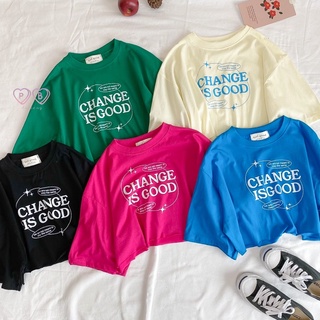 เสื้อครอป สกรีนลาย CHANGE IS GOOD เสื้อเอวลอย