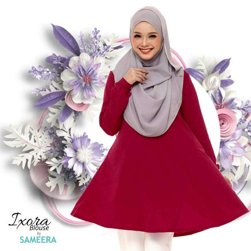 Ironless Blouse Labuh Muslimah IXORA Maroon