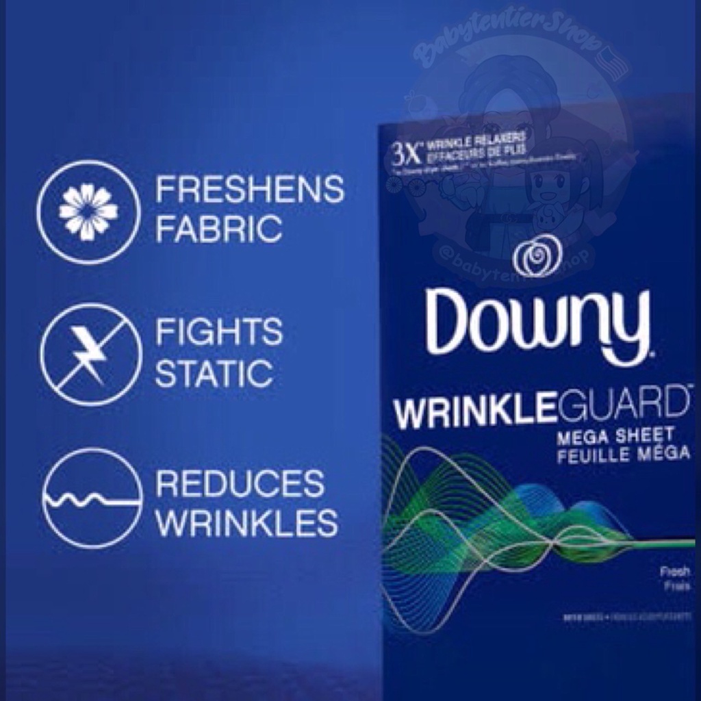 แผ่นอบลดรอยยับ Downy Wrinkle Guard Fabric Softener Dryer Sheets