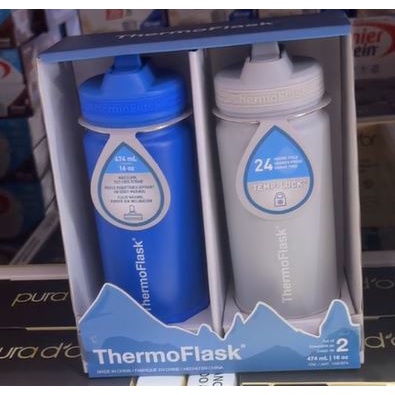 ขวดเก็บร้อนเย็นThermoFlask Stainless Steel Bottles with Straw Lid  16 Ounces 1 แพ็คมี 2 ชิ้น ชิ้นละ 