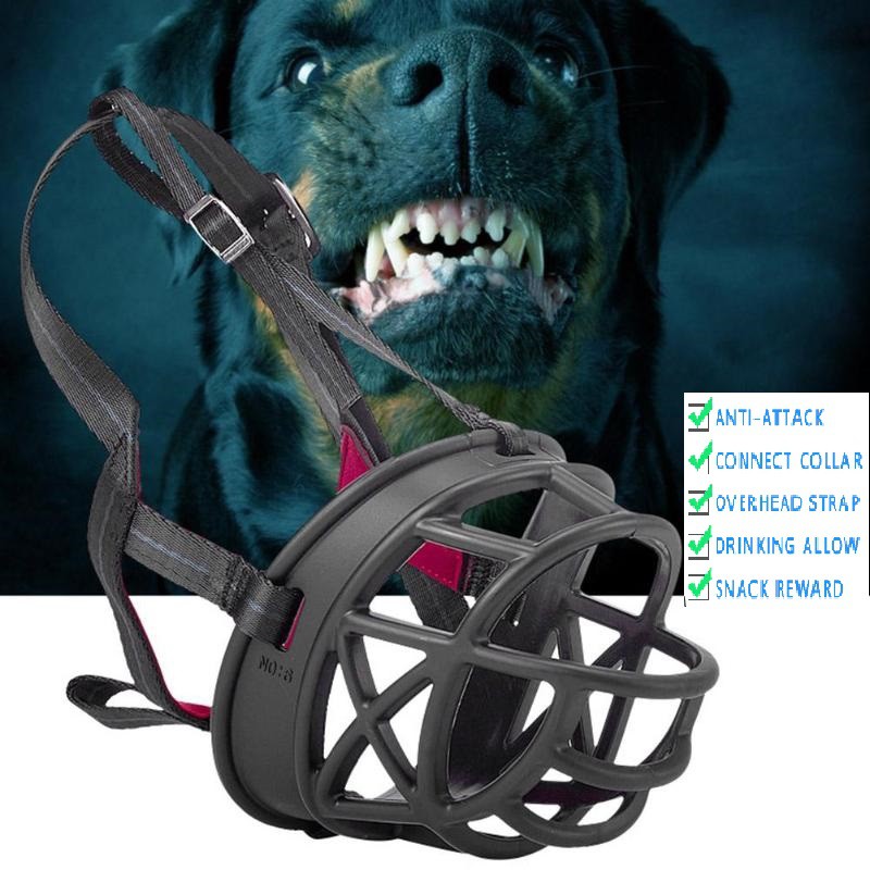 ทีครอบปากสุนัข ตะกร้อครอบปากสุนัข วัสดุคุณภาพสูง ทนทาน แข็งแรง /Dog Muzzle Soft Silicone Breathable Mesh Strong Basket