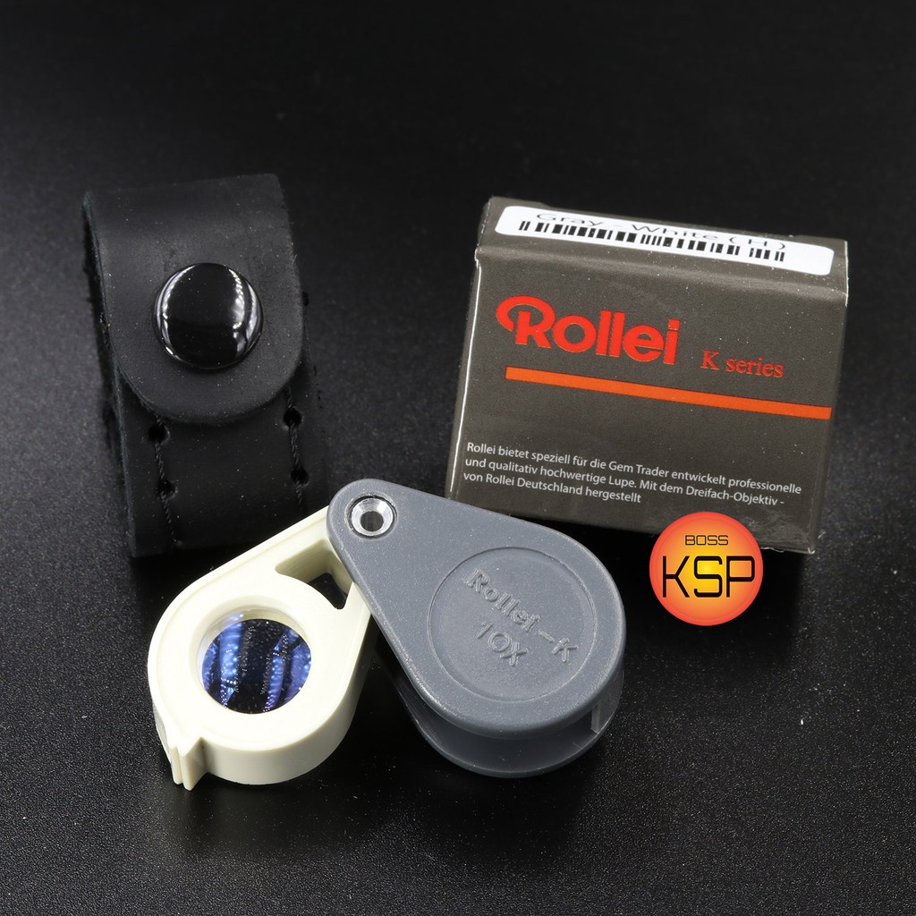 กล้องส่องพระ / ส่องเพชร Rollei-K 10x14mm เทาก้าน-ขาว  เลนส์แก้ว 3ชั้นมัลติโค้ตตัดแสง ชัดใสส่องสบายตา