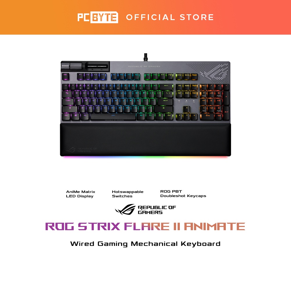 Asus ROG Strix XA07 Flare II Animate Gaming Mechanical Keyboard - (สวิตช์ ROG NX สีน้ําตาล/แดง)