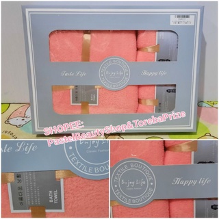 พร้อมส่ง✅[TOREBA][🇯🇵นำเข้าจากญี่ปุ่น🇯🇵] เซ็ตผ้าขนหนู 3 ชิ้น สีพีช Simple Towel Gife Set