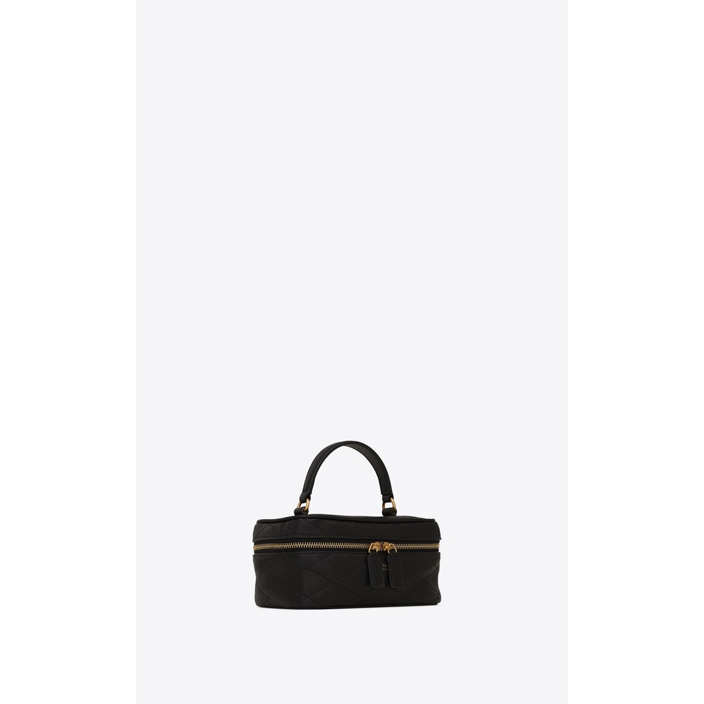 แซงต์โลรองต์ YSL Mini Saint Laurent Quilted Sheepskin Cosmetic Bag/Chain Crossbody/Shoulder Bag