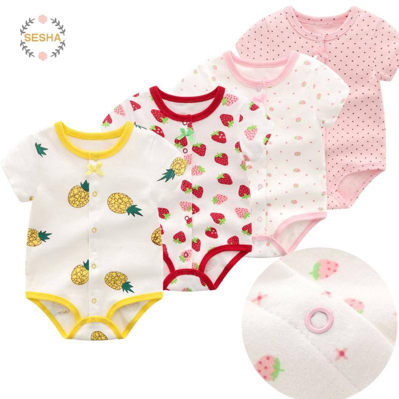 ใหม่ ทารก romper สามเหลี่ยมแขนสั้นเจ้าหญิงสีชมพู onesie เด็กผู้หญิง romper ผ้าฝ้าย
