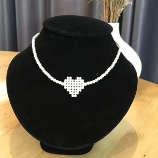 White Pearl Heart Necklace