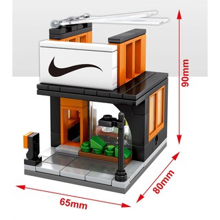 ตัวต่อ เลโก้ ชุด Mini Street ร้านไนกี้  จำนวนตัวต่อ 121 ชิ้น  สามารถนำร้านค้ามาต่อเป็นเมืองได้