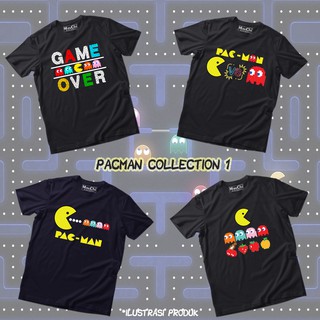 เสื้อยืด แบบนิ่ม พิมพ์ลาย Pacman Black Navy DTF 30s สําหรับเด็กผู้ชาย