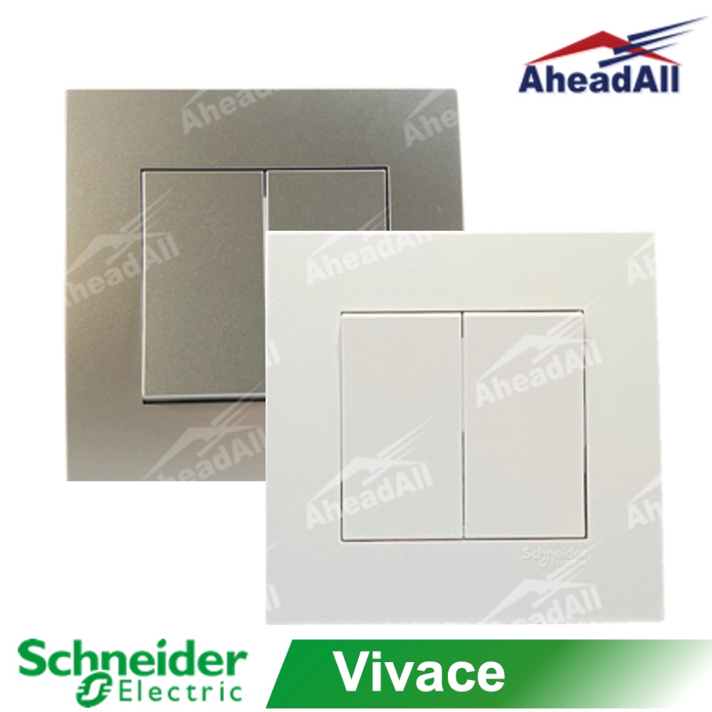 ชุดสวิตช์ทางเดียว 2 ช่อง Vivace Schneider KB32_1_WE KB32_1_AS